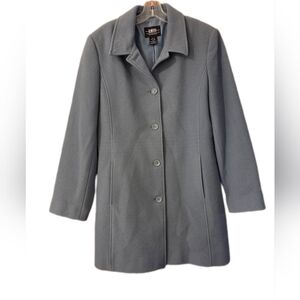 VTG B Moss Slate Blue Wool Coat Knee Length Plus Size 14